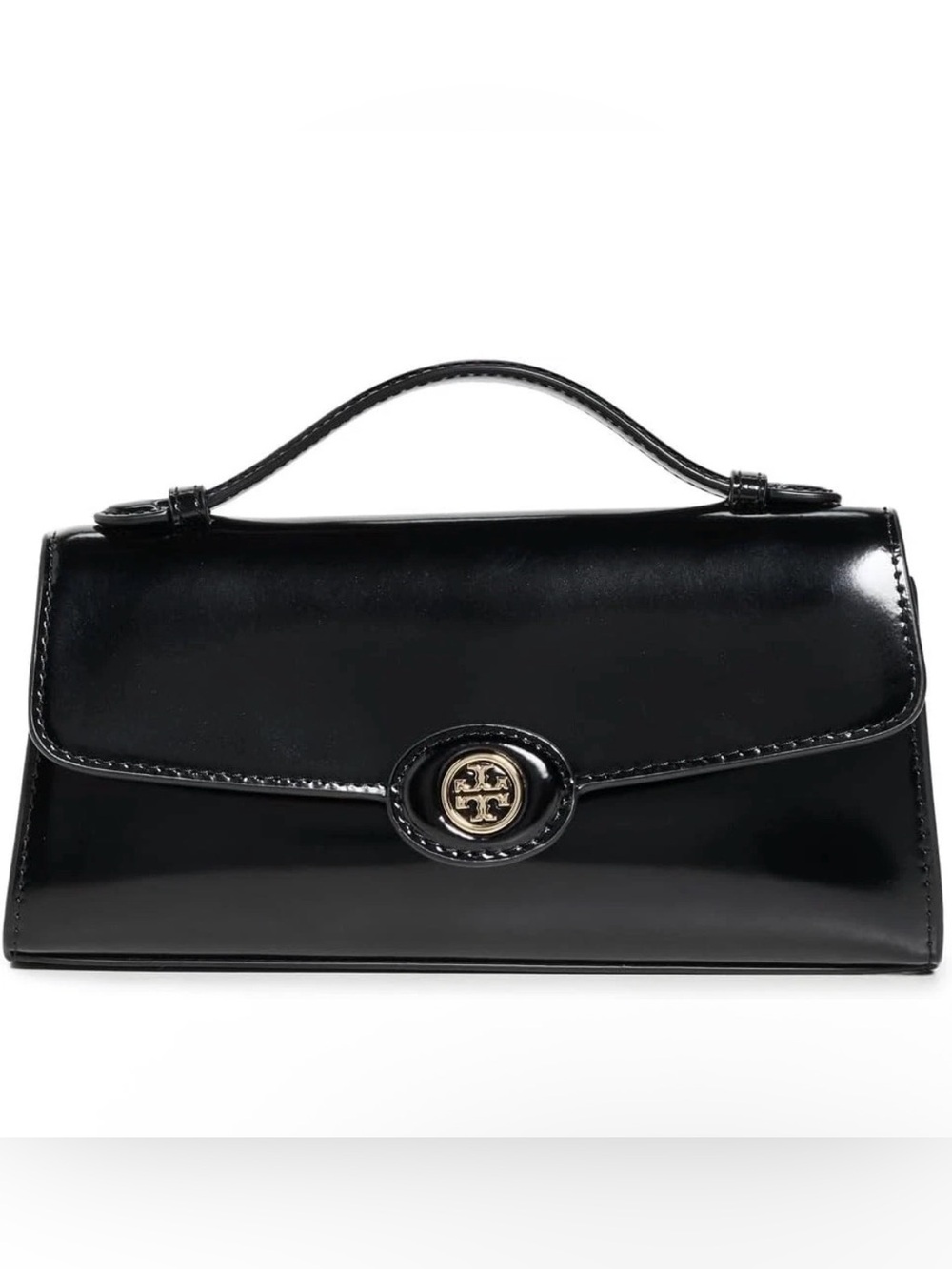 Tory Burch Robinson Spazzolato Top Handle C/B Wallet. Black/Gold.